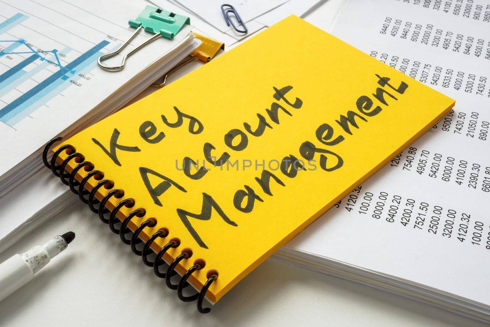 Notepad with inscription KAM Key account management.