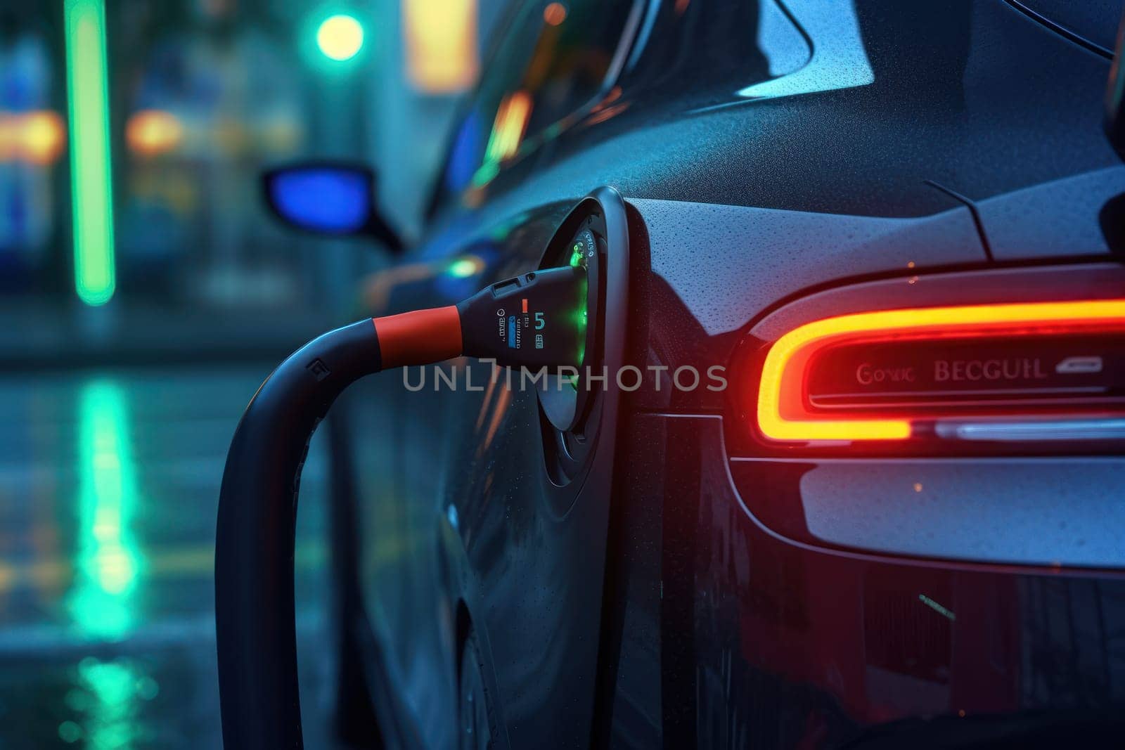 Photo of an electrical car charging stock photo.