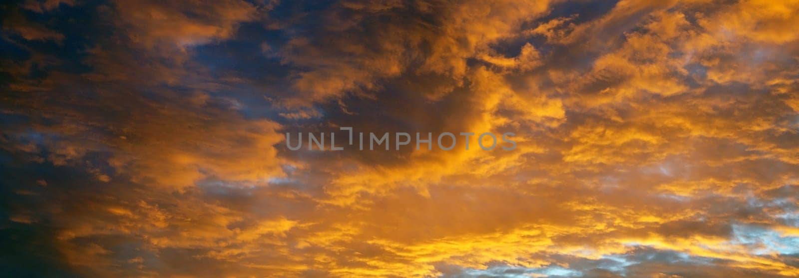 yellow clouds at sunset, horizontal sky background by Annado