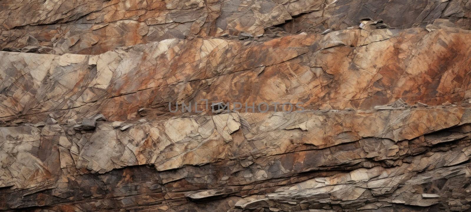 Stratified rock formation with a dynamic range of textures and colors.