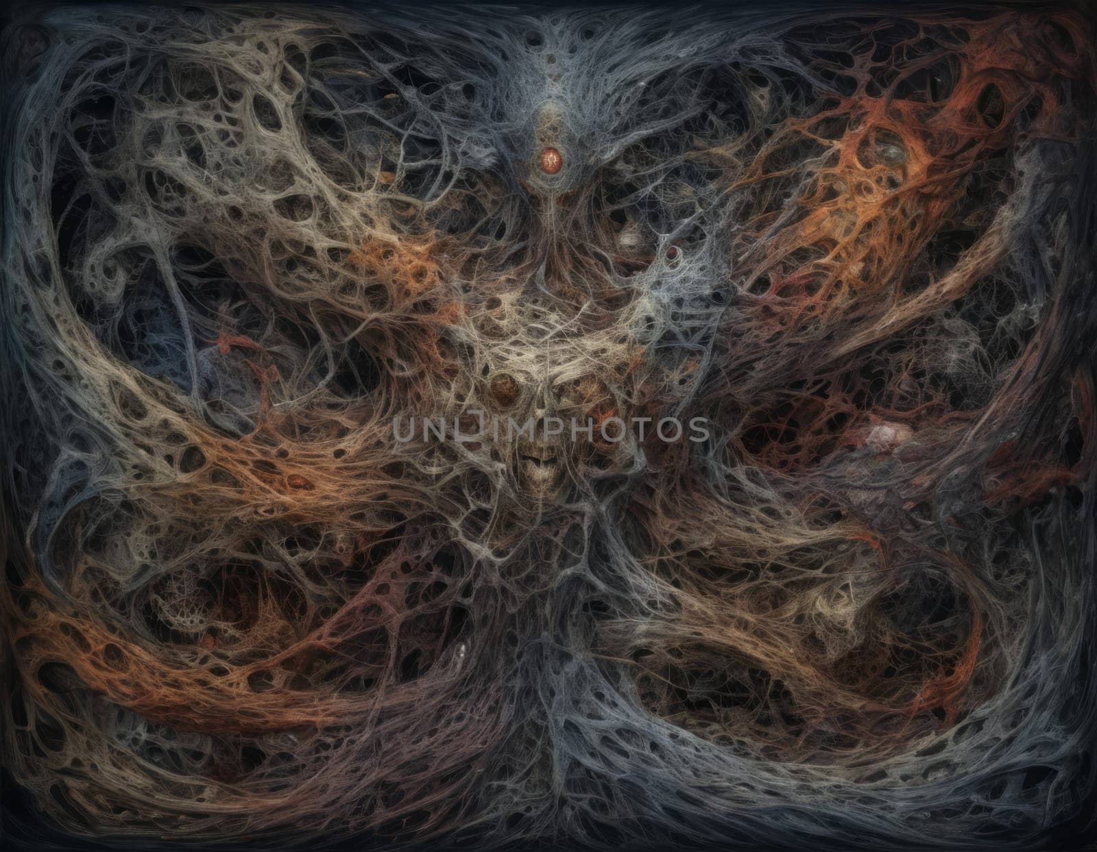 A mesmerizing swirl of vibrant colors that seems to depict a cosmic dance. The intertwining hues of blue and orange create a visually stunning abstract artwork full of energy and movement