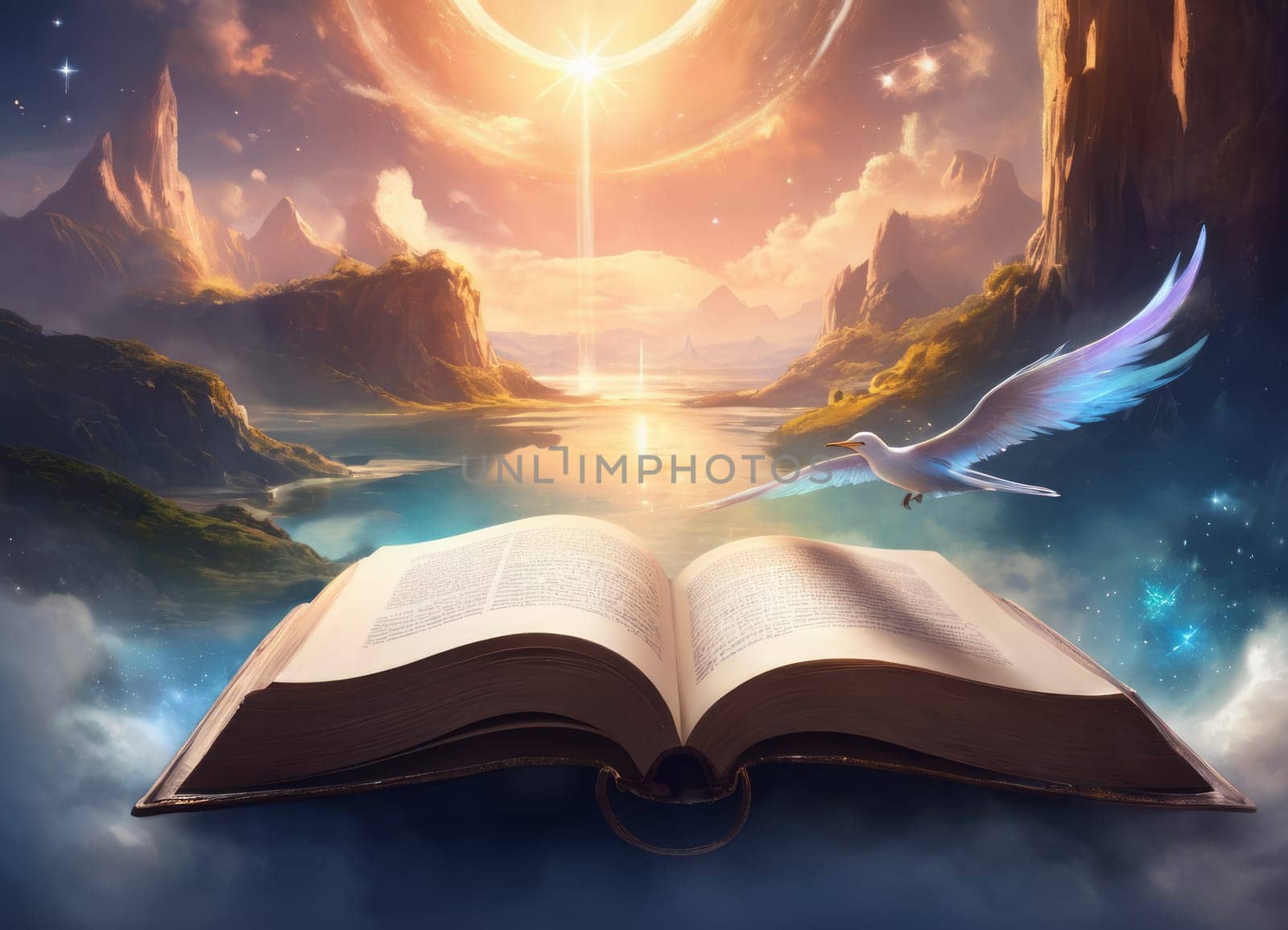 An open enchanted book in a grand library radiates a magical glow. A mesmerizing orb of light reveals an intricate castle floating amidst the ethereal atmosphere. The image encapsulates the allure of untapped mystical worlds and ancient wisdom.