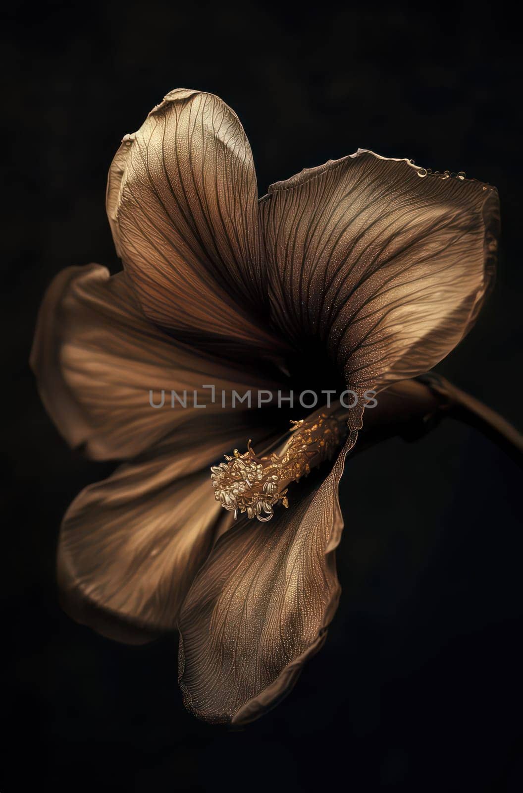 Luxurious Brown Flower with a Dark Background, Exquisite Floral Art Photography.