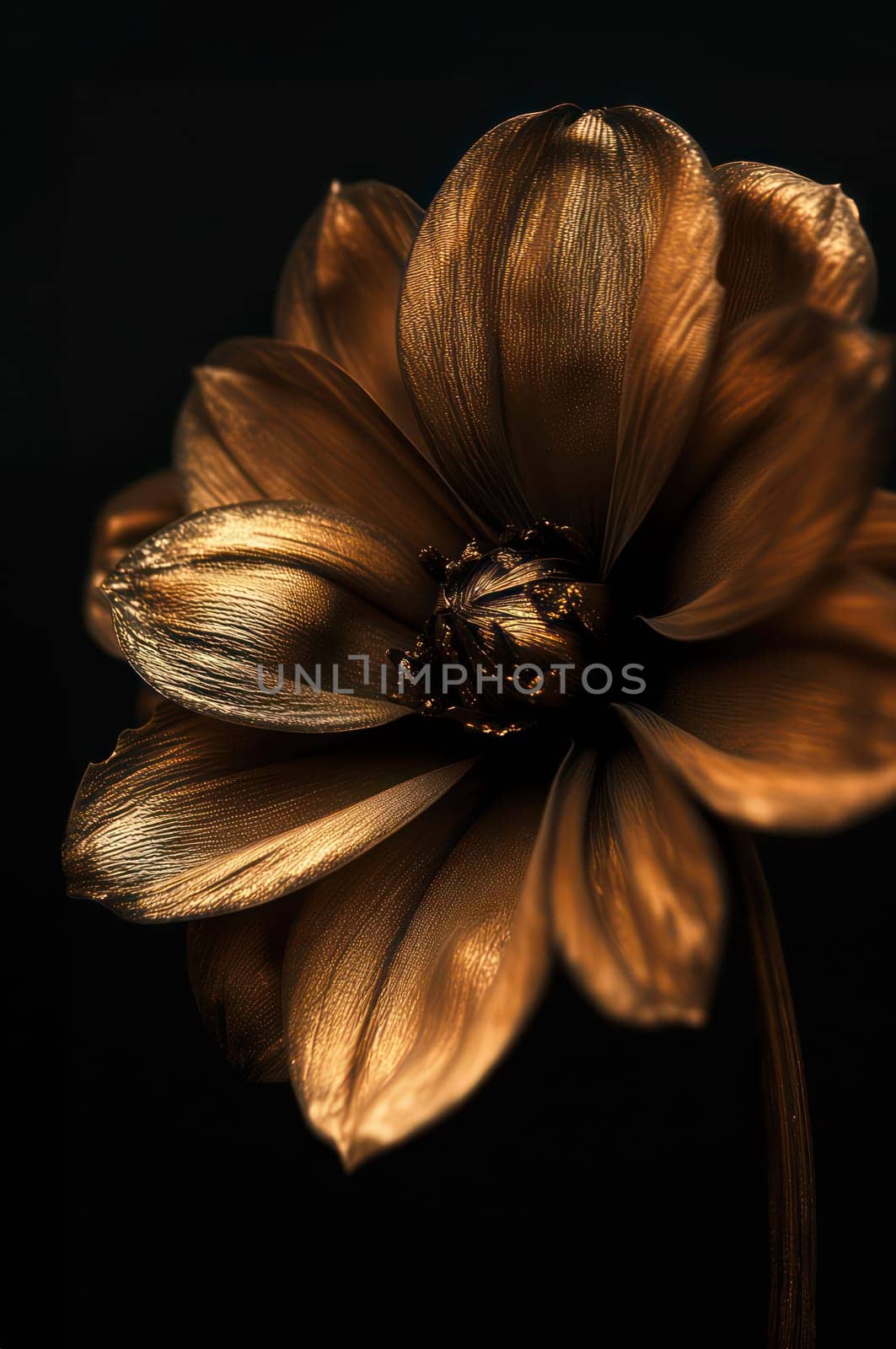 Luxurious Brown Flower with a Dark Background, Exquisite Floral Art Photography.