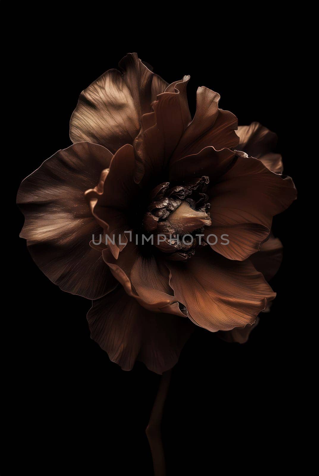 Sensual Chocolate Anemone Flower, Intimate and Dark Botanical Artwork