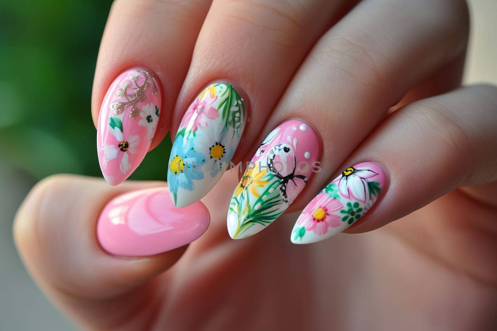 Woman's hand with Easter nail design. by OlgaGubskaya