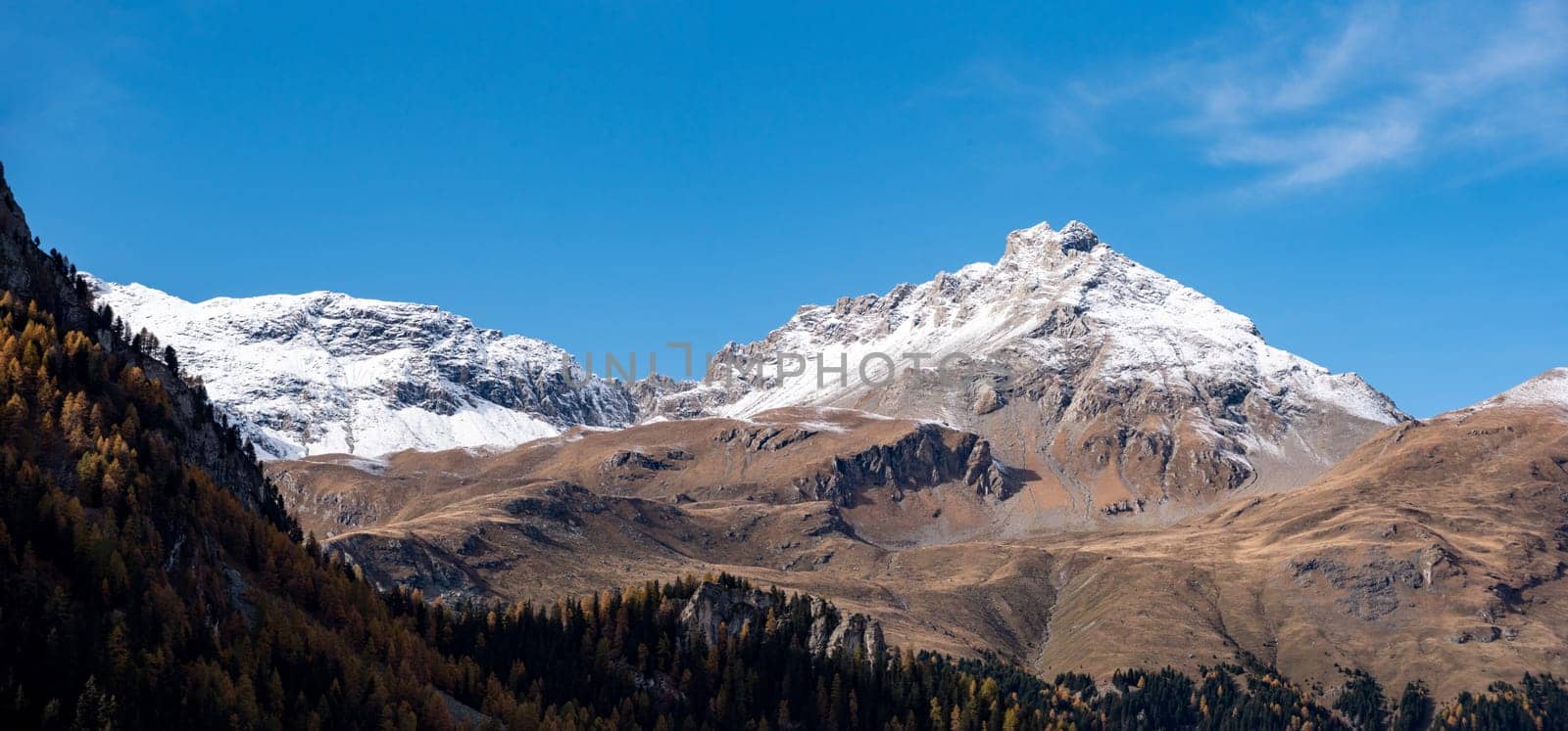 Scenic view of the Arblatsch mountain in the Swiss alps by imagoDens