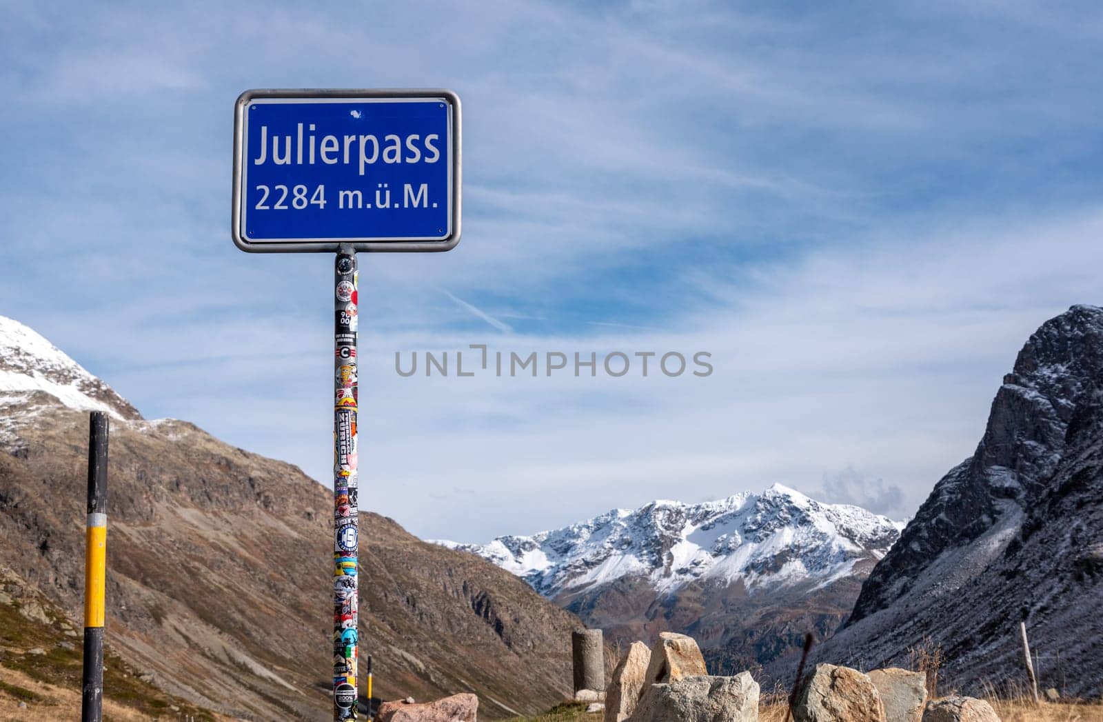 The Julier Pass in Switzerland, an important ancient Roman route crossing the alps