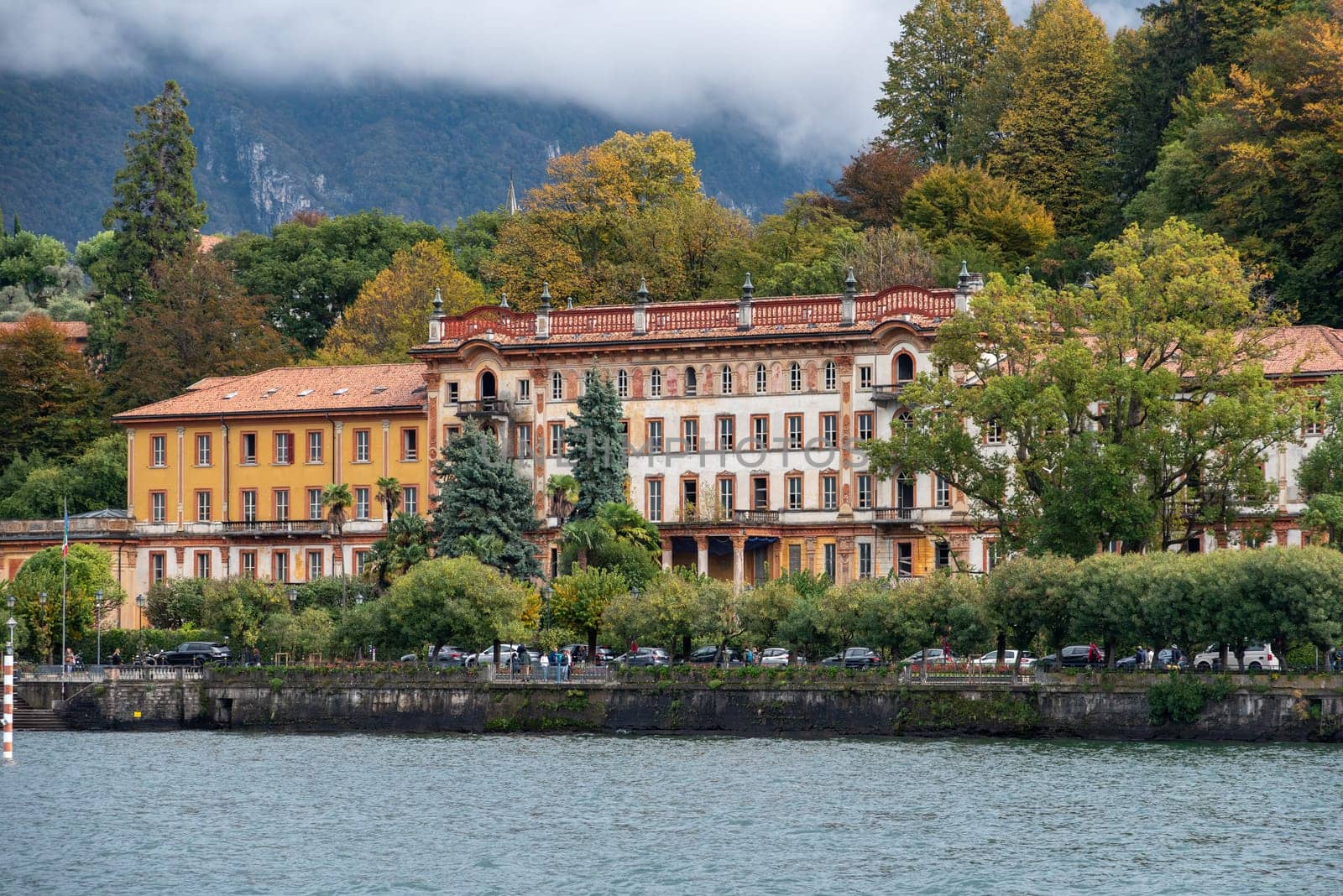 Ruin of an old hotel palace in Bellagio at lake Como, Italy