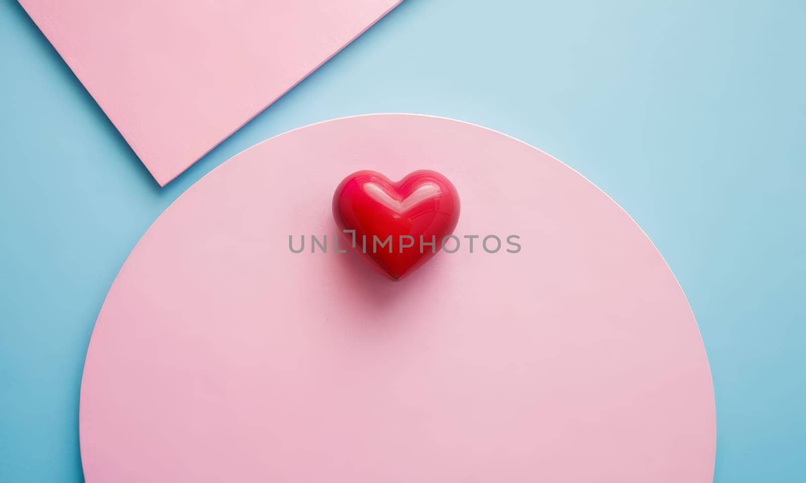 A glossy pink heart stands out against a vibrant blue background. The image exudes warmth and affection and is perfect for themes of love and romance. Ideal for Valentine s Day promotions or expressing sentiments of love.