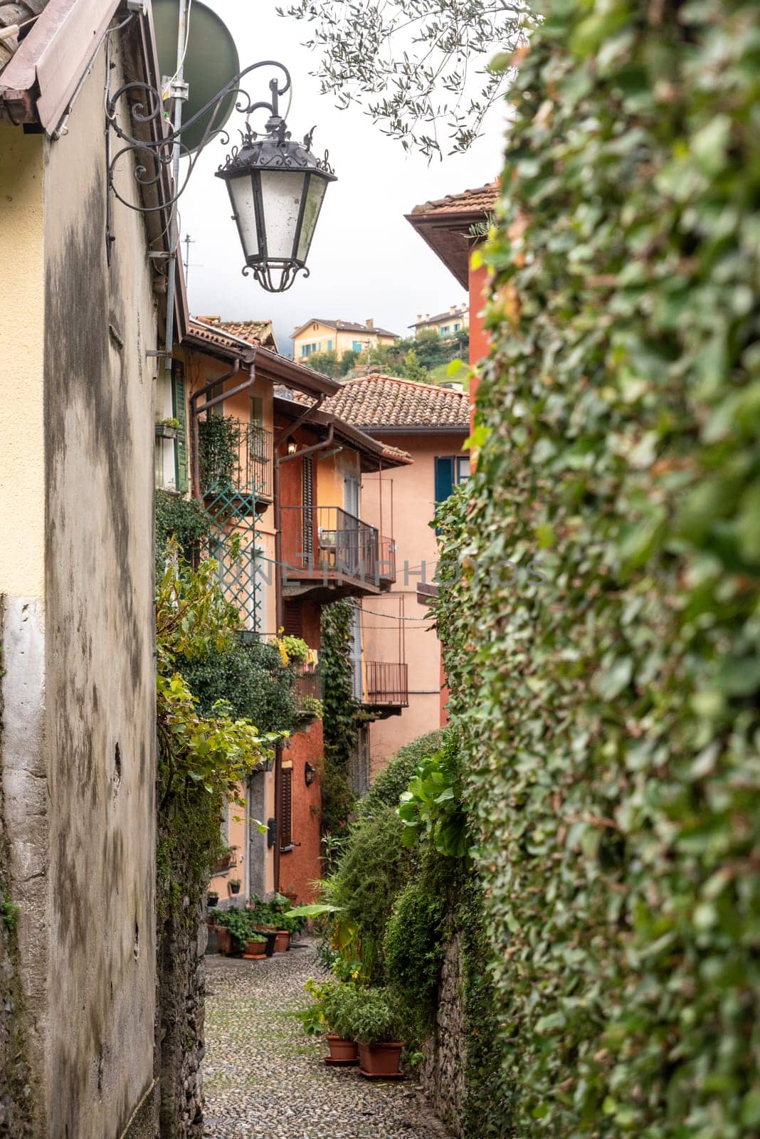 Enchanted alleyway in the scenic town of Bellagio at lake Como, Italy