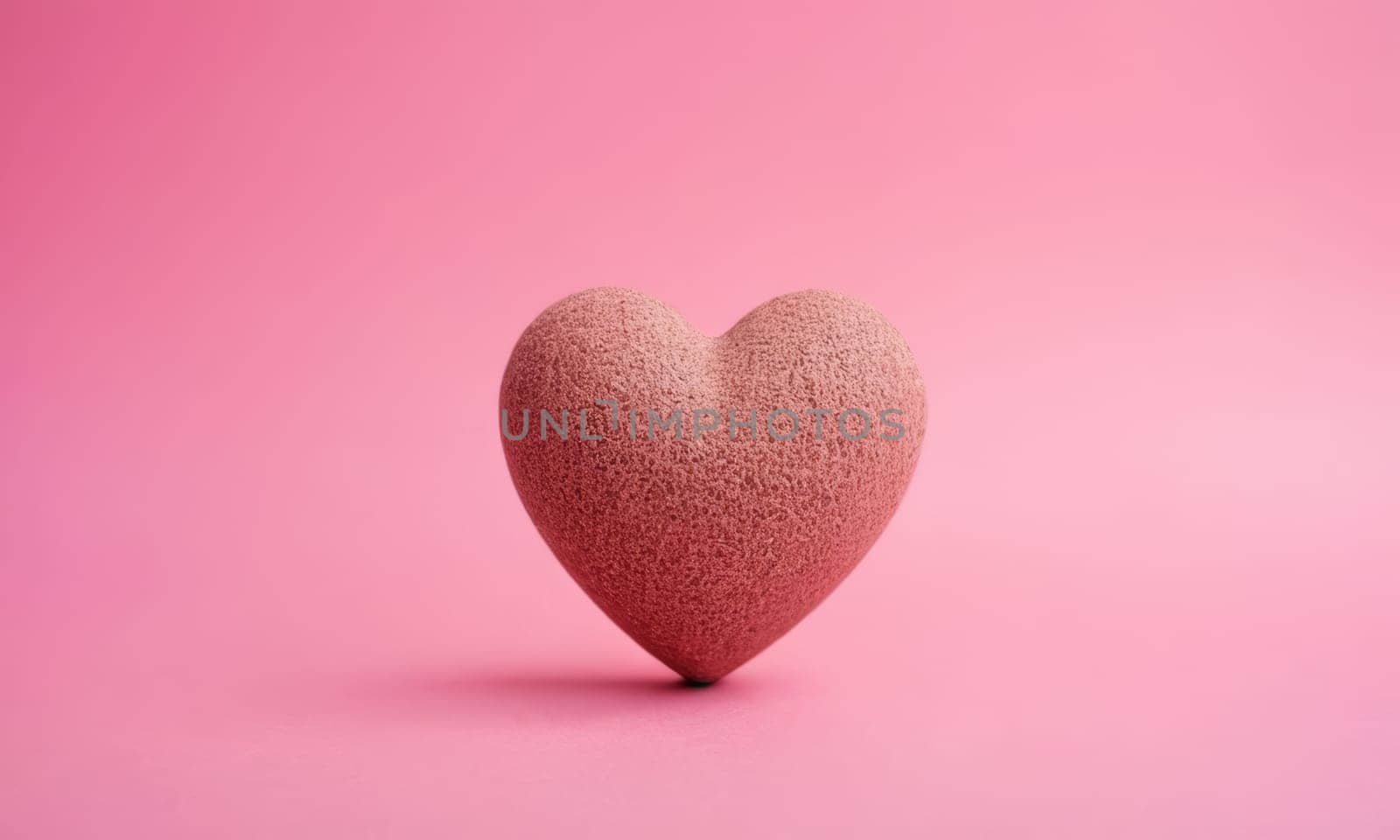 A textured heart shape stands prominently against a dual-tone background. The soft texture of the heart contrasts beautifully with the smooth blue and pink backdrop. Ideal for themes of love and romance.