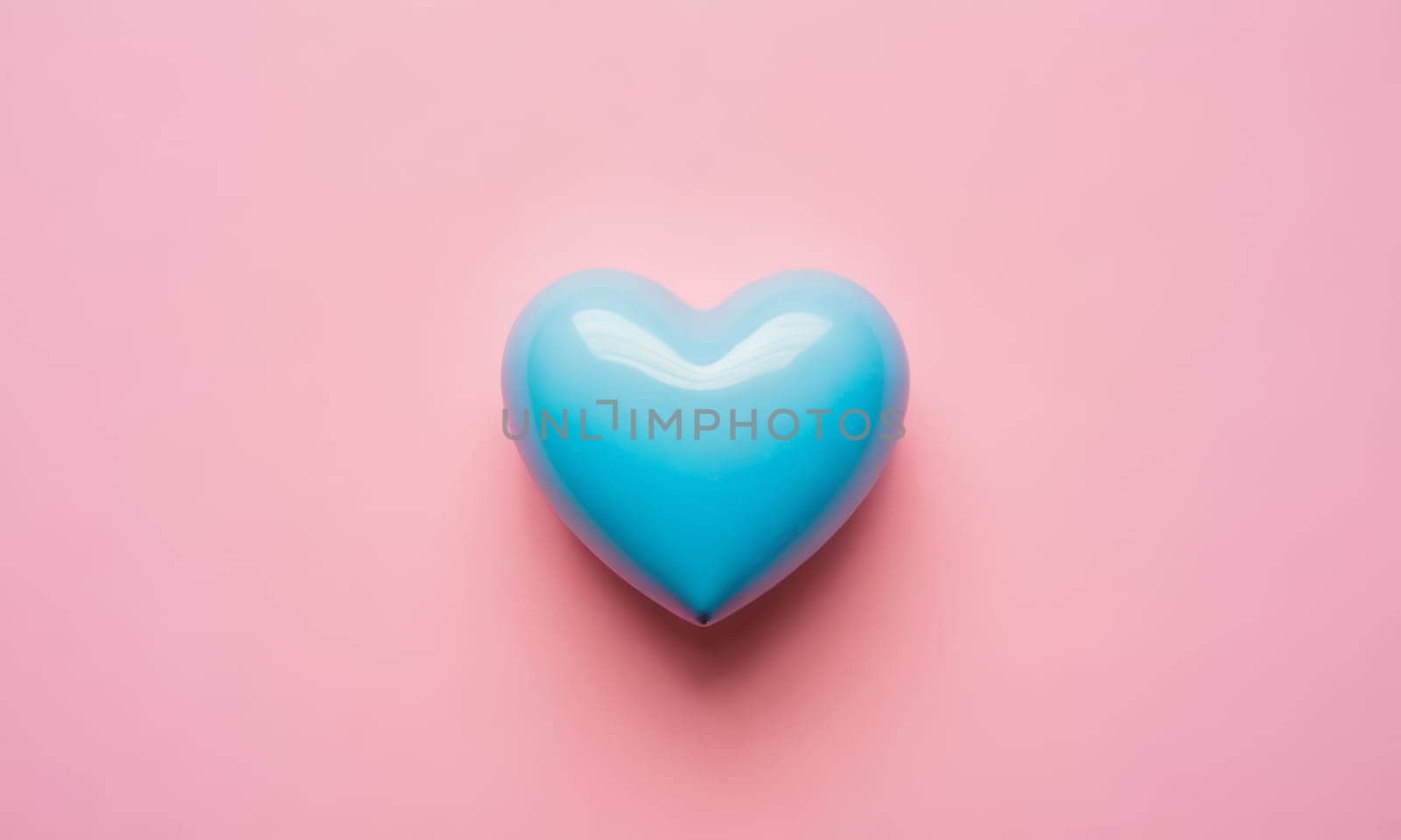 Glossy heart on a bright background. Blue and pink pastel colors by Andre1ns