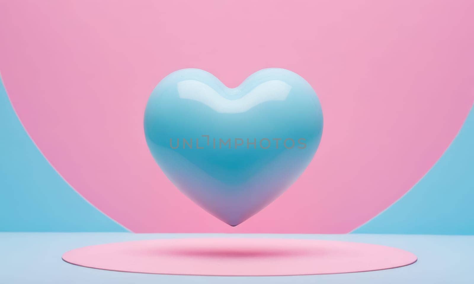 Glossy heart on a bright background. Blue and pink pastel colors by Andre1ns