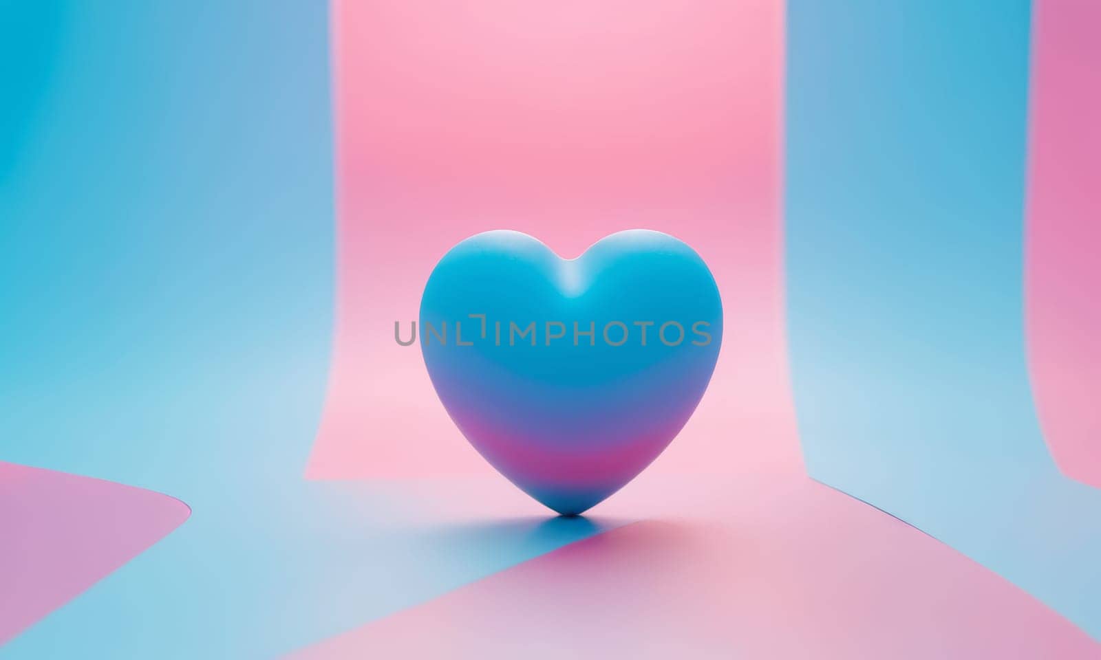 A glossy pink heart stands out against a vibrant blue background. The image exudes warmth and affection and is perfect for themes of love and romance. Ideal for Valentine s Day promotions or expressing sentiments of love.