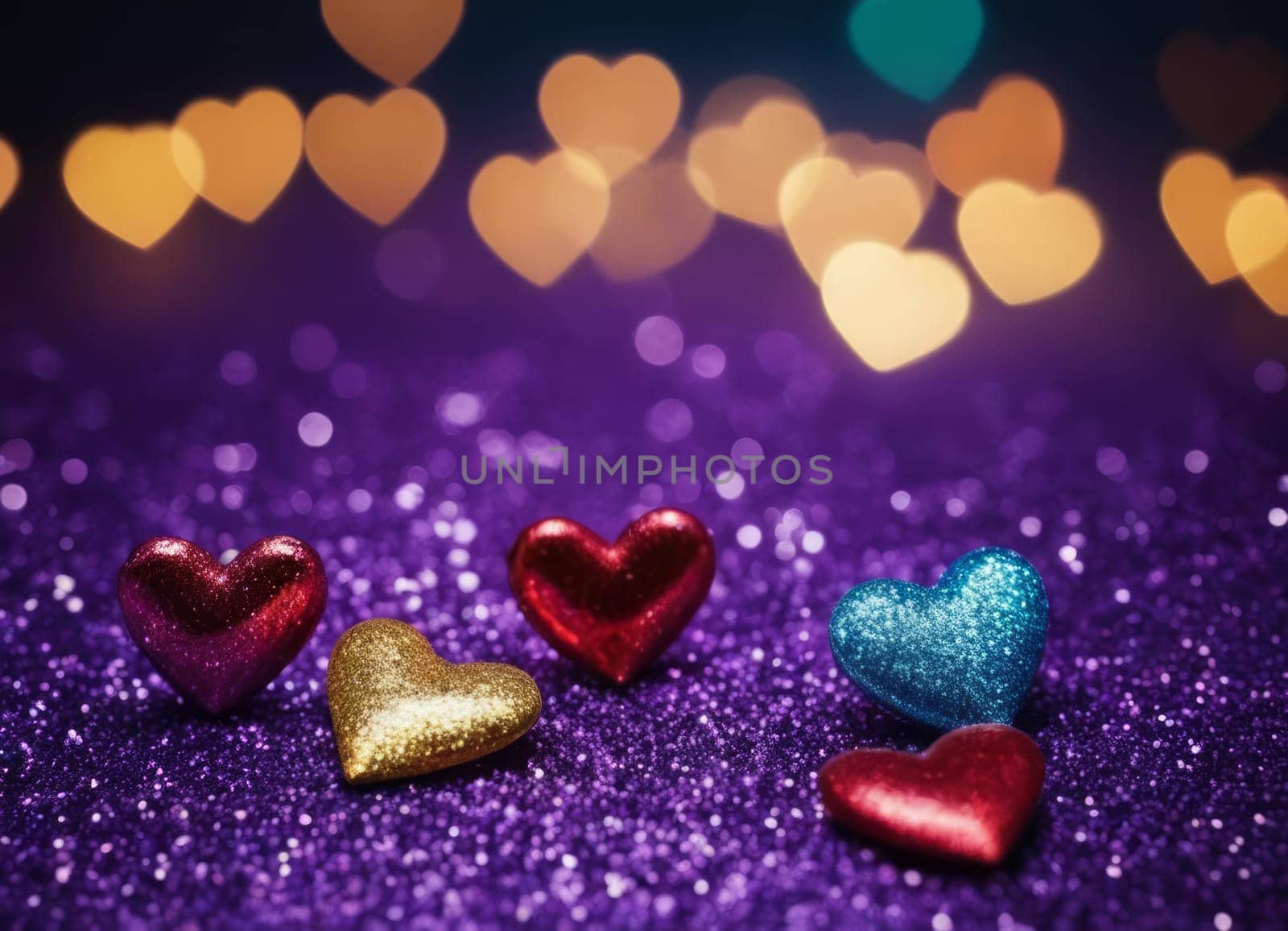 Hearts shine among the sparkling purple color. Valentine's Day by Andre1ns