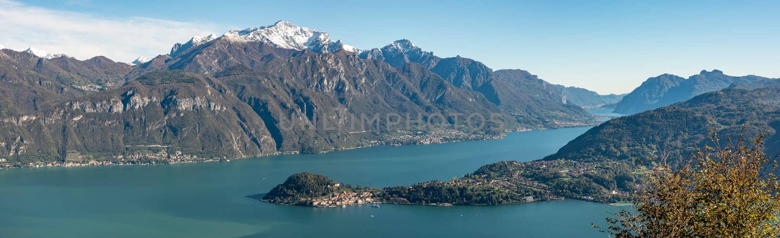 Magnificent view of Bellagio at lake Como seen from Monte Crocione, Italy