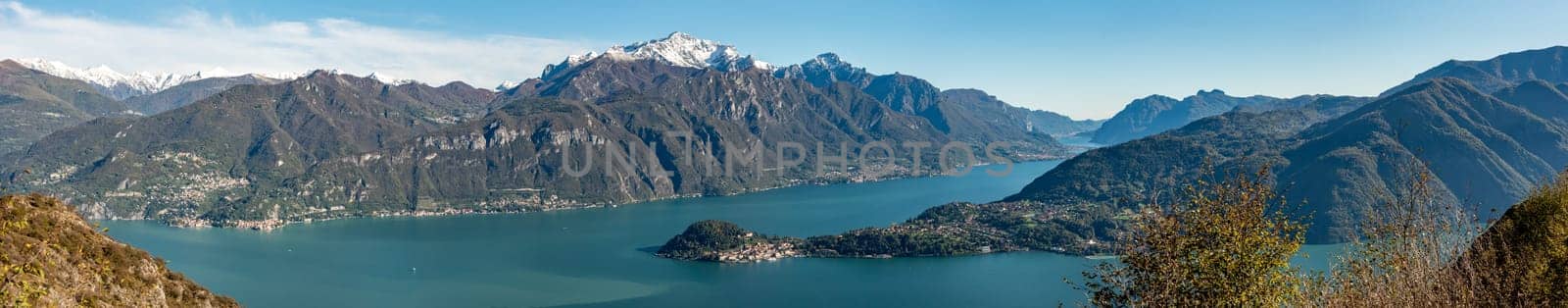 Magnificent view of Bellagio at lake Como seen from Monte Crocione, Italy