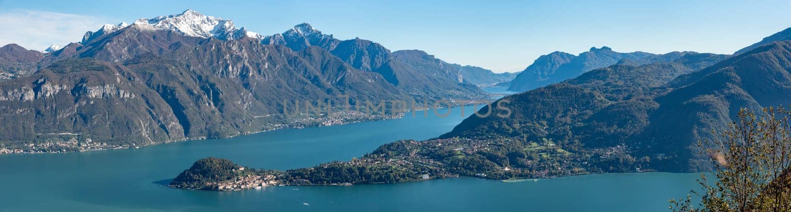 Magnificent view of Bellagio at lake Como seen from Monte Crocione, Italy