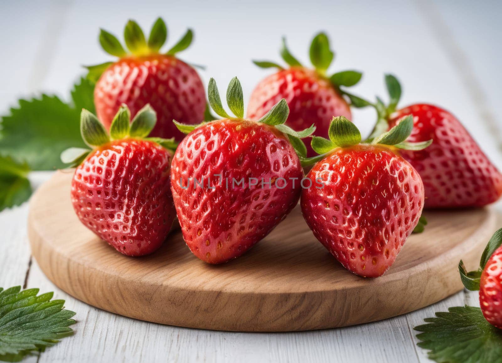 Fresh ripe strawberries on wooden.