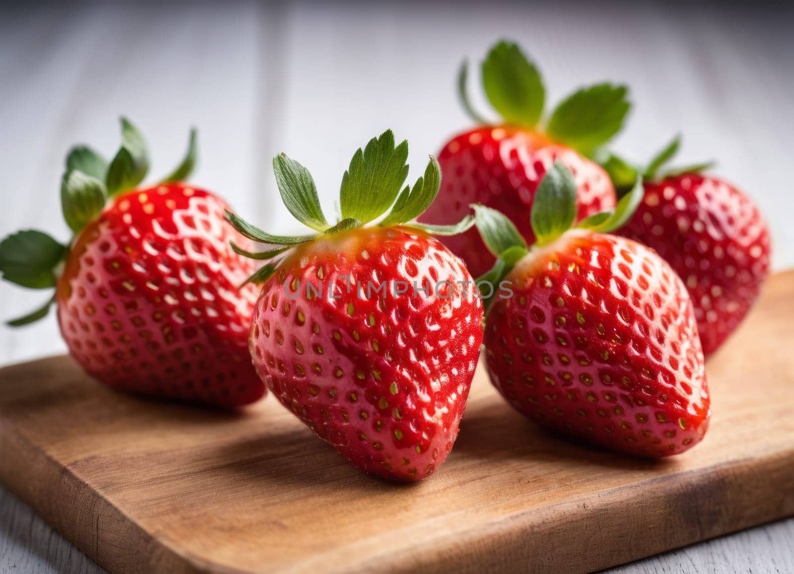 Fresh ripe strawberries on wooden.