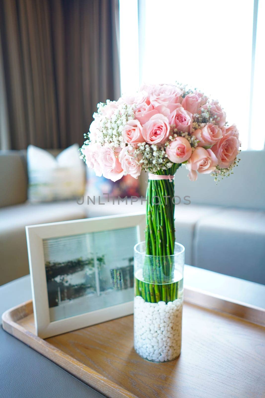 A bouquet of flowers in a beautiful vase good for multimedia background