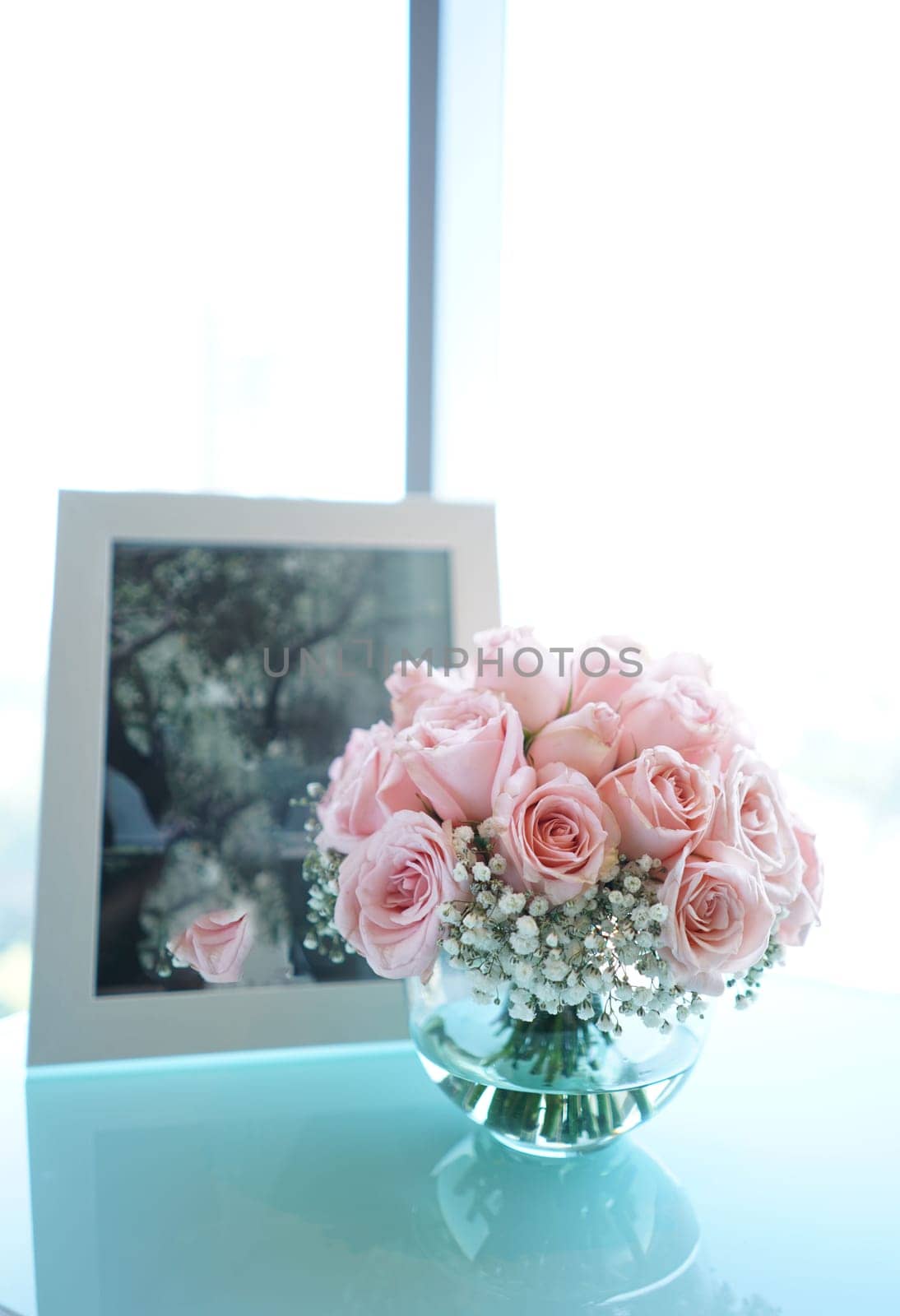 A bouquet of flowers in a beautiful vase good for multimedia background