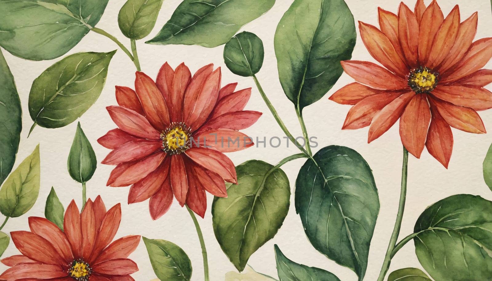 a watercolor painting of a bunch of flowers, botanical background.