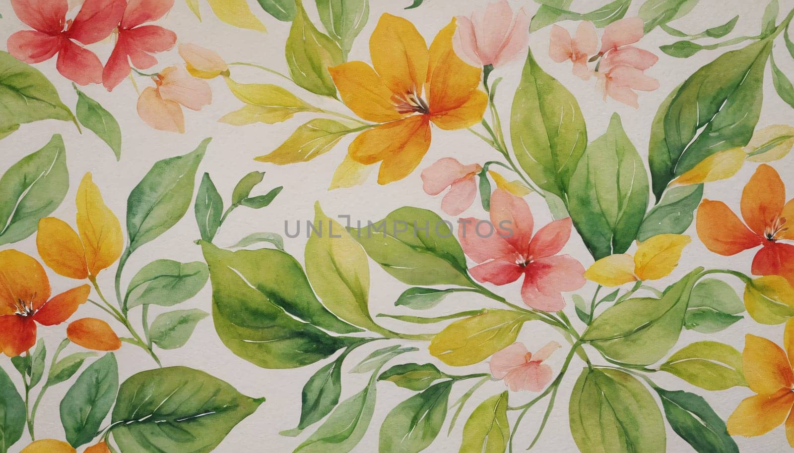 a watercolor painting of a bunch of flowers, botanical background.