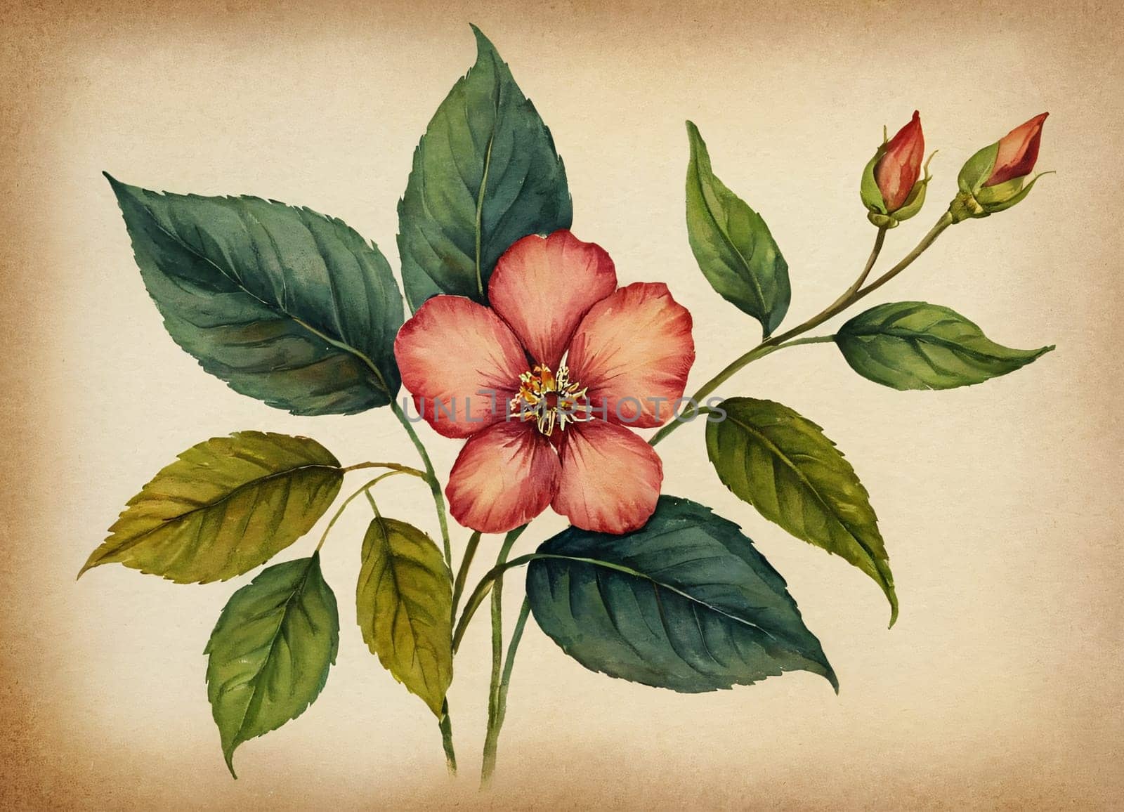 A beautiful watercolor painting featuring a collection of vibrant flowers against a dark background. The flowers are in full bloom, showcasing petals in shades of red, pink, orange, and purple. The flowers have detailed centers with visible stamens.