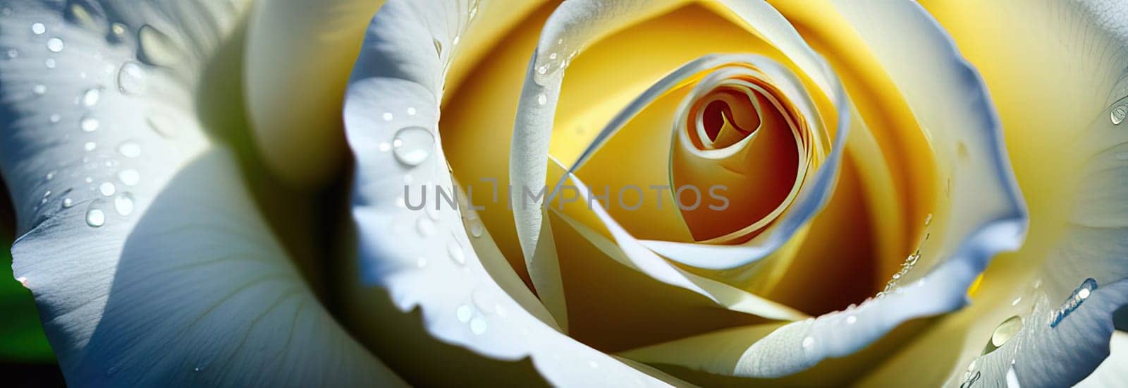 Beautiful banner with white roses background of Mothers, Valentine Day, Birthday, Anniversary, Wedding. Copy space. For advertisement, greeting card mockup, presentation, header, poster, website. by Angelsmoon