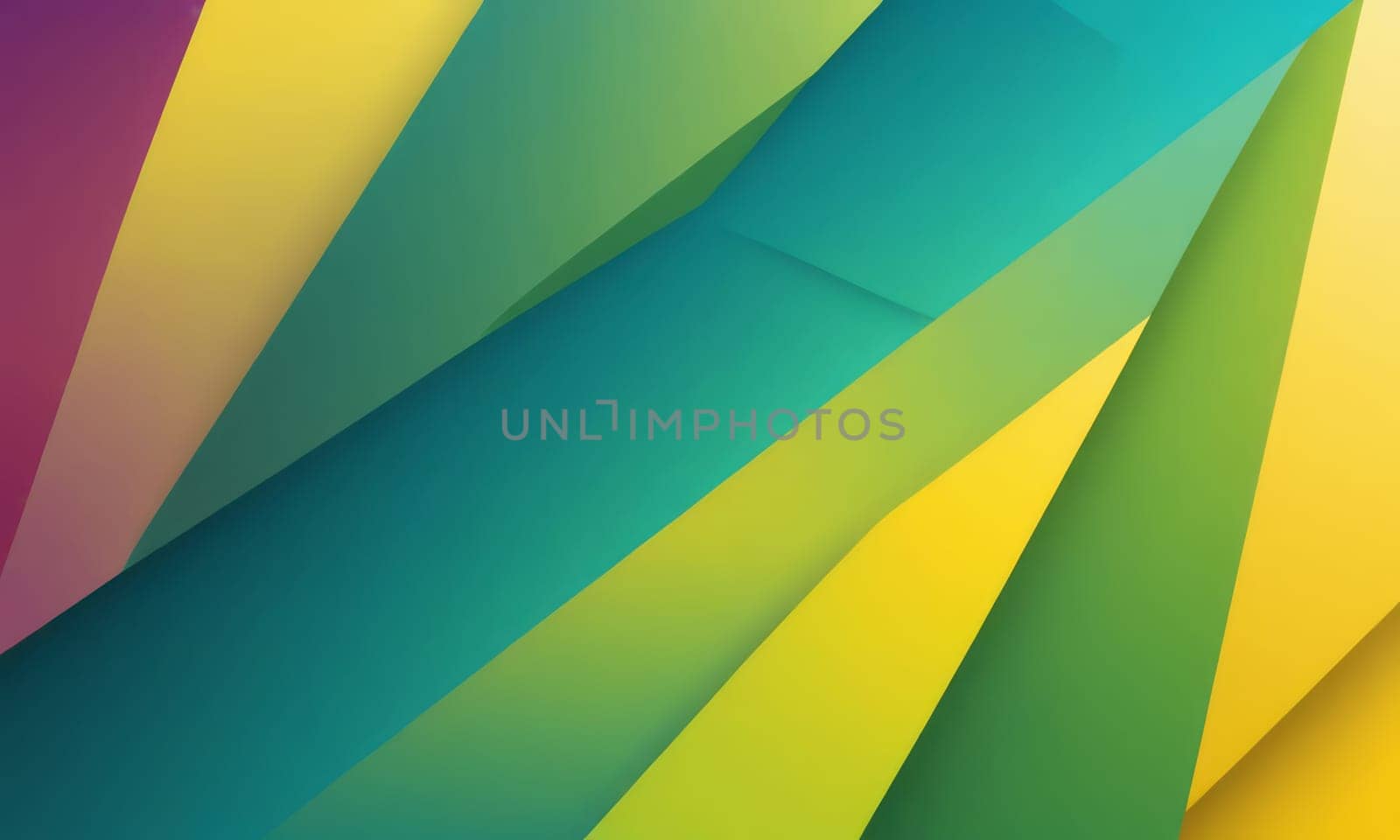 A gradient wallpaper with Trapezoidal shapes using teal and green yellow gradient colors. Generative AI.