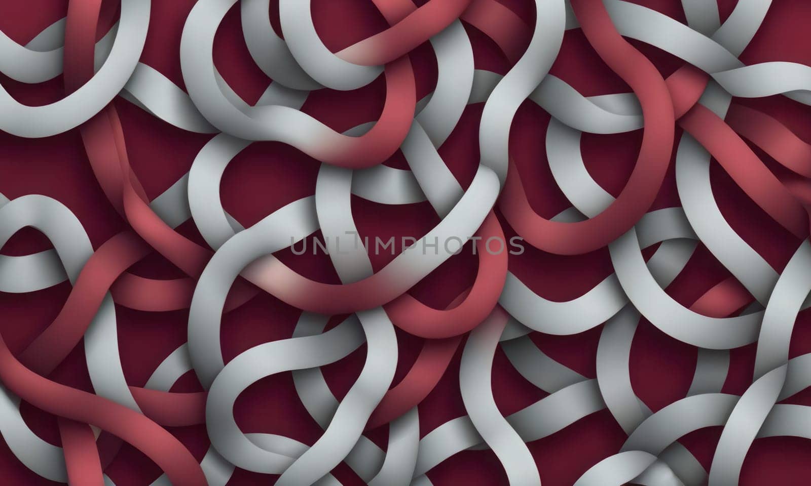 A gradient wallpaper with Knotted shapes using maroon and lightslategray gradient colors. Generative AI.