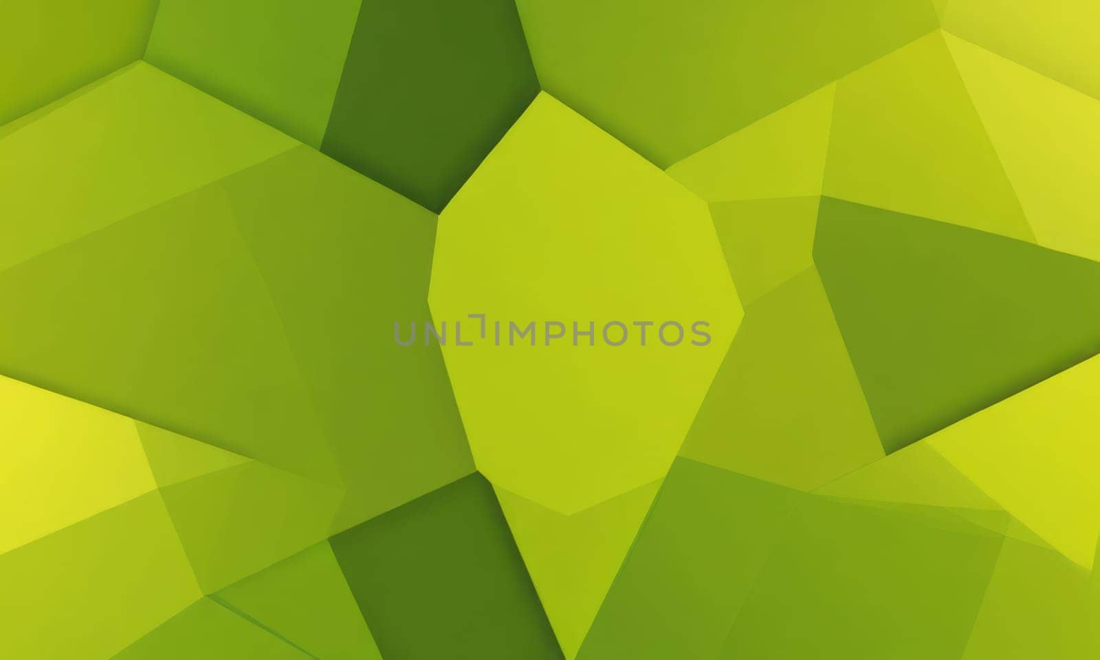 A gradient wallpaper with Pentagonal shapes using olive and lime gradient colors. Generative AI.