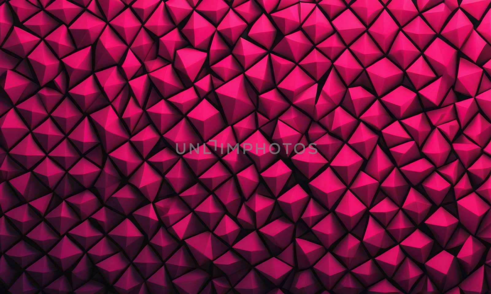 A gradient wallpaper with Tessellated shapes using black and hot pink gradient colors. Generative AI.