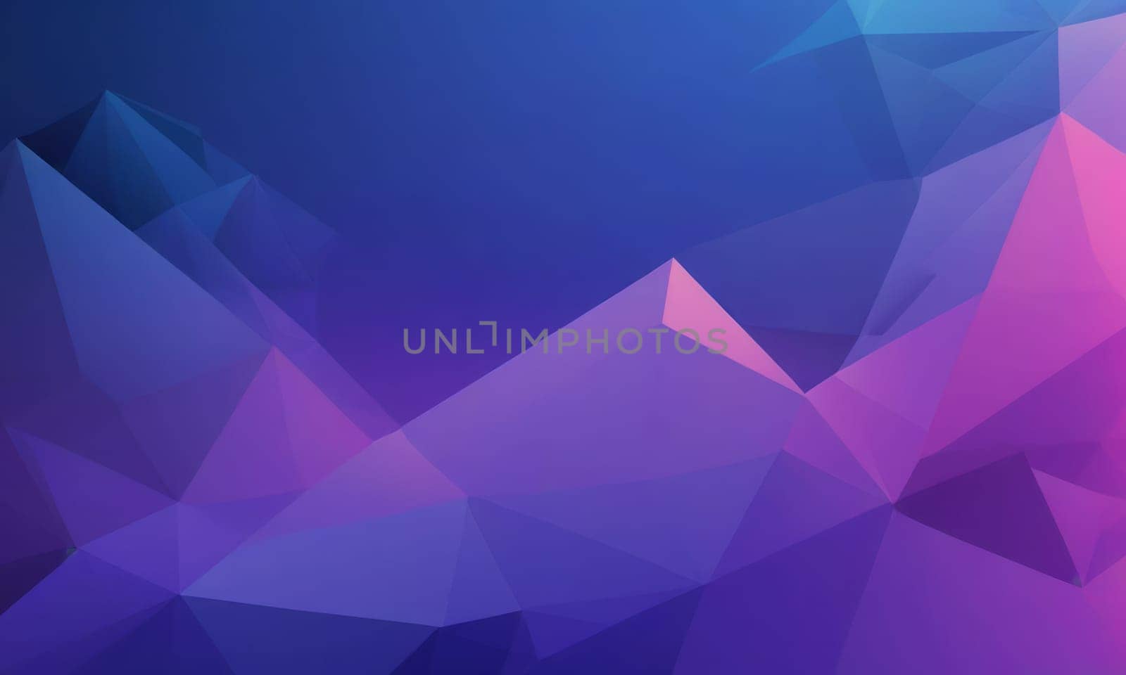 A gradient wallpaper with Polygonal shapes using purple and royal blue gradient colors. Generative AI.