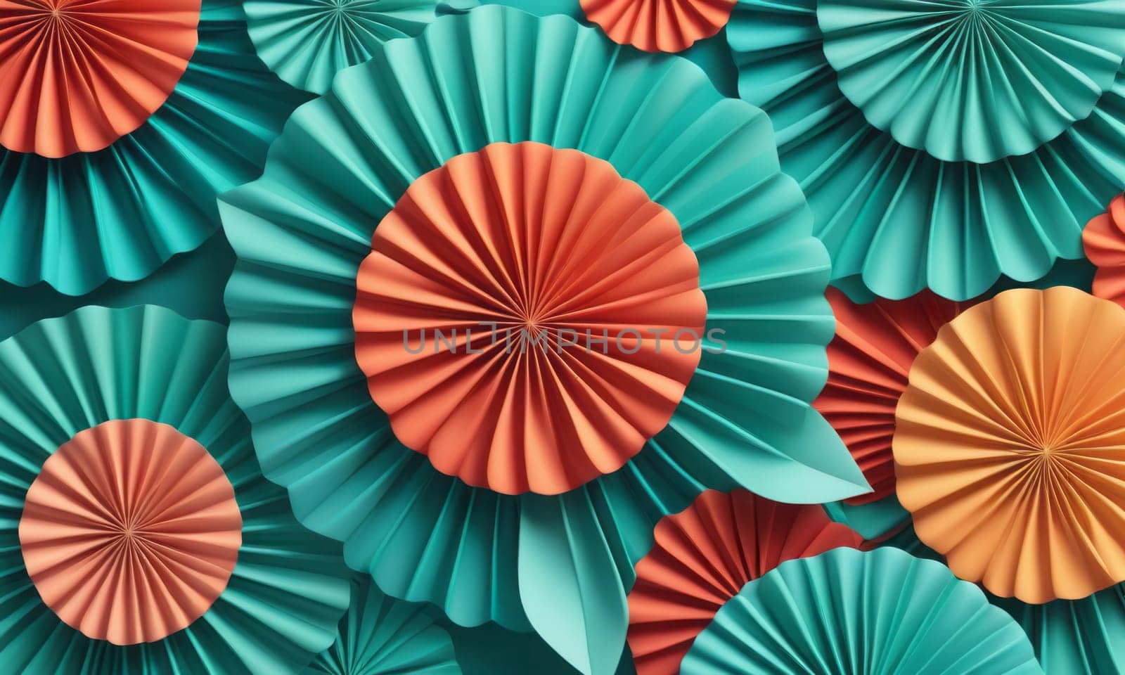 A gradient wallpaper with Rosette shapes using aqua and papaya whip gradient colors. Generative AI.