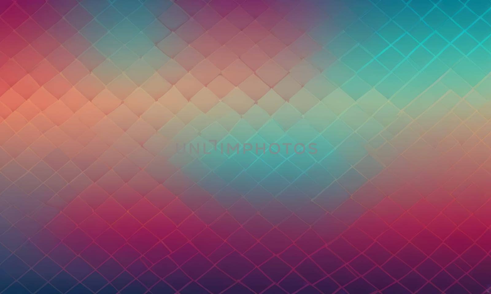 A gradient wallpaper with Fret shapes using aqua and maroon gradient colors. Generative AI.