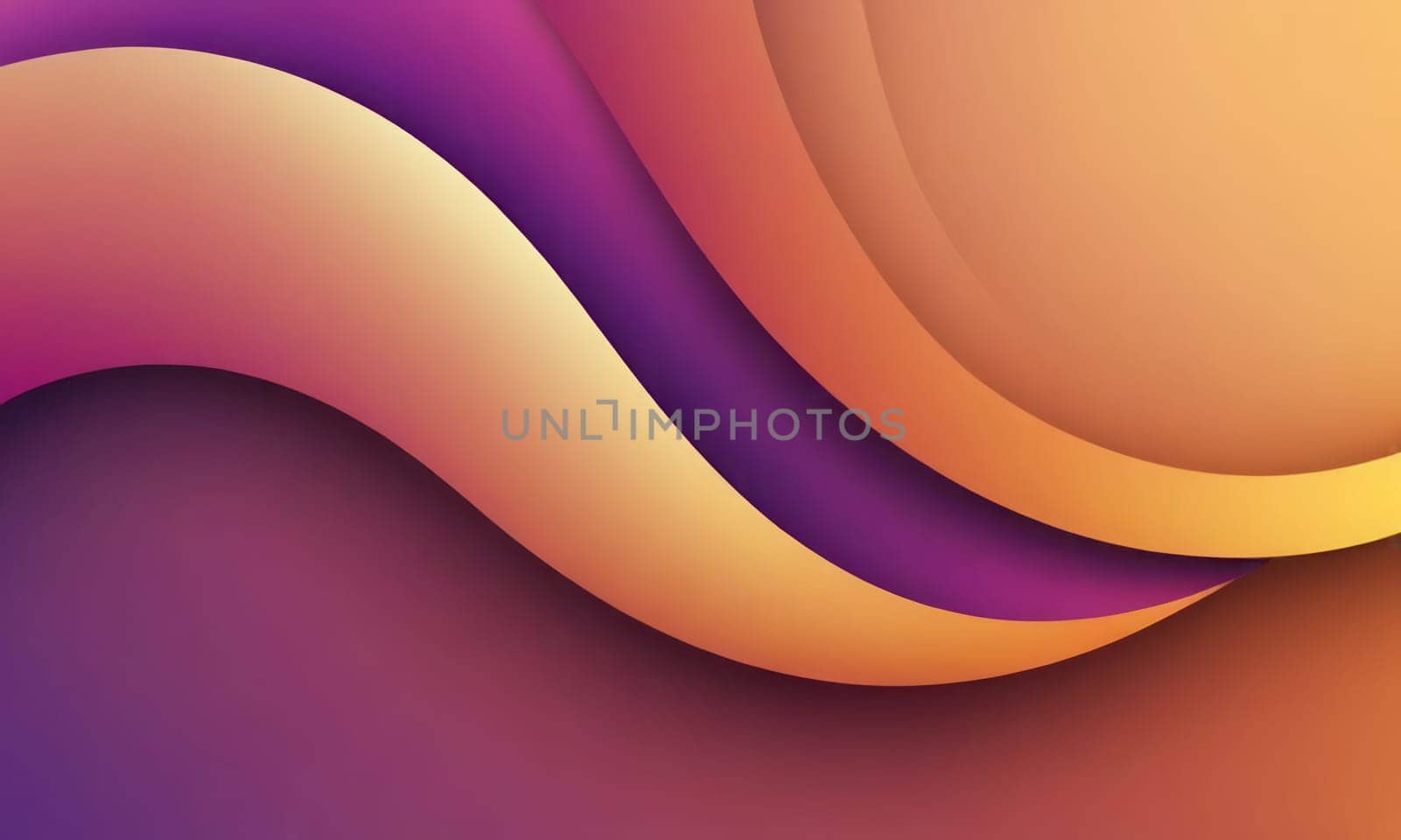 A gradient wallpaper with Arc shapes using purple and sandy brown gradient colors. Generative AI.