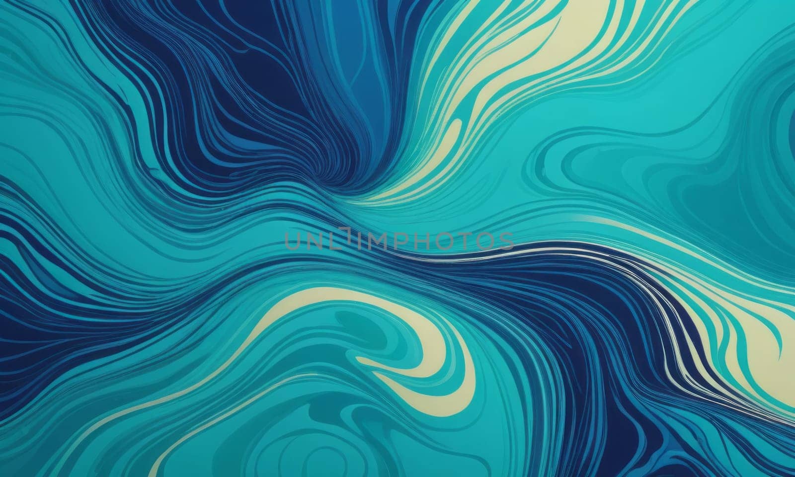 A gradient wallpaper with Marbled shapes using teal and royal blue gradient colors. Generative AI.