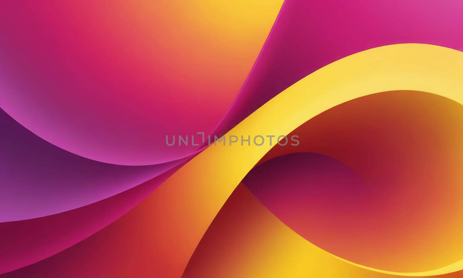 A gradient wallpaper with Warped shapes using yellow and magenta gradient colors. Generative AI.