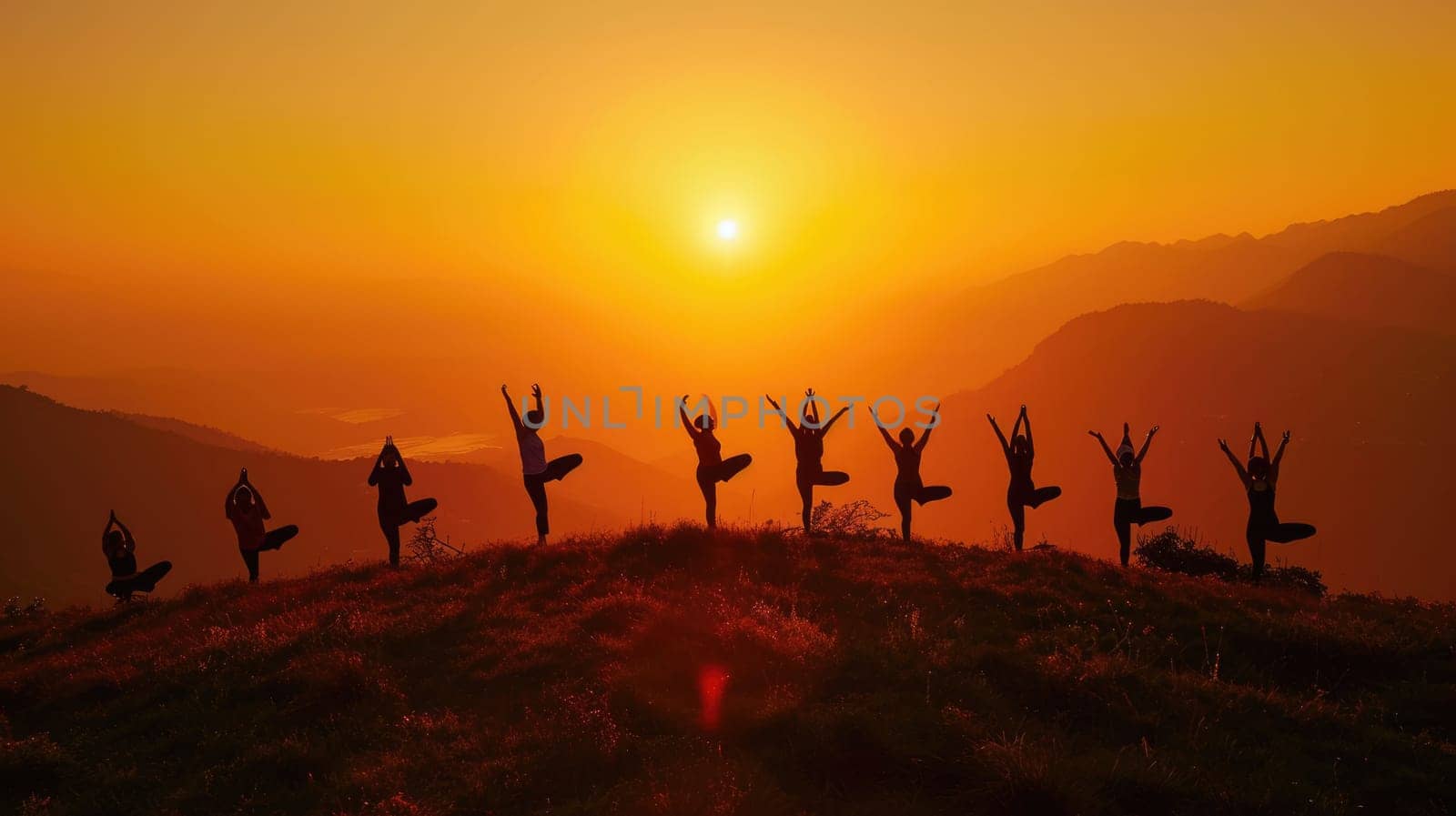 Sunrise Yoga Session on Mountain Peak. Resplendent. by biancoblue