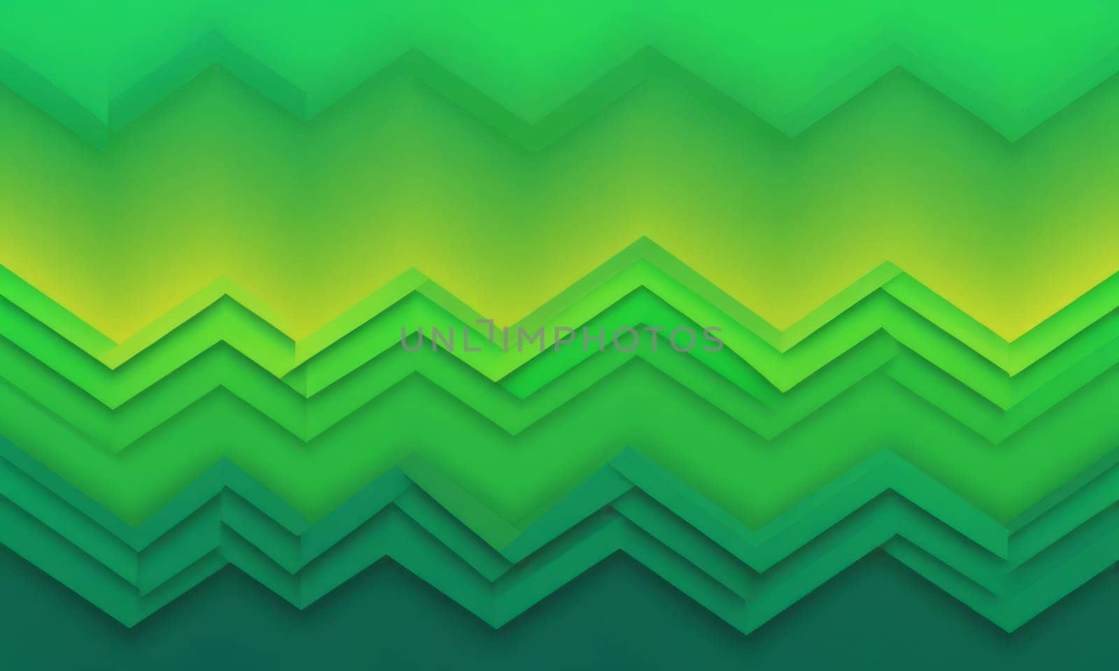 A gradient wallpaper with Zigzag shapes using green and green gradient colors. Generative AI.