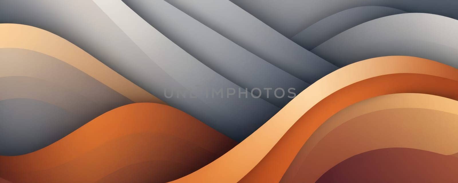 A gradient wallpaper with Helical shapes using gray and sienna gradient colors. Generative AI.
