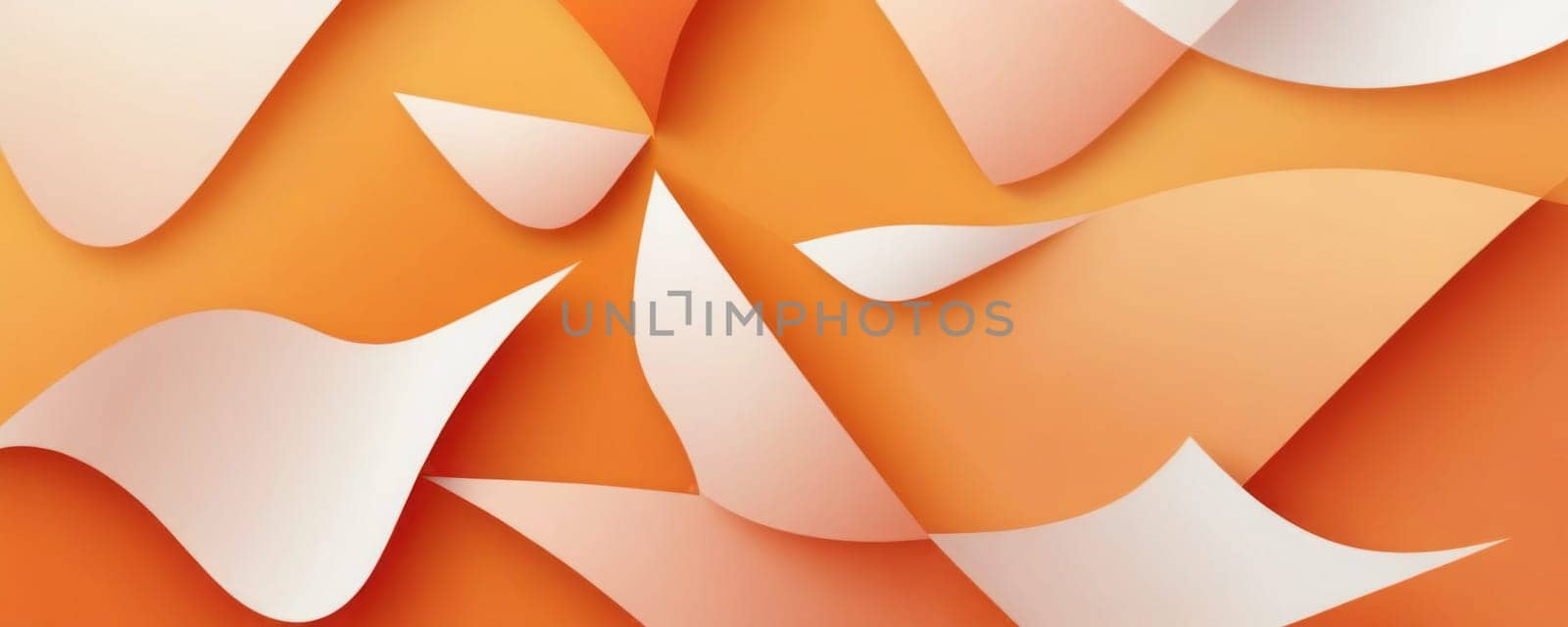 A gradient wallpaper with Hollow shapes using orange and white gradient colors. Generative AI.