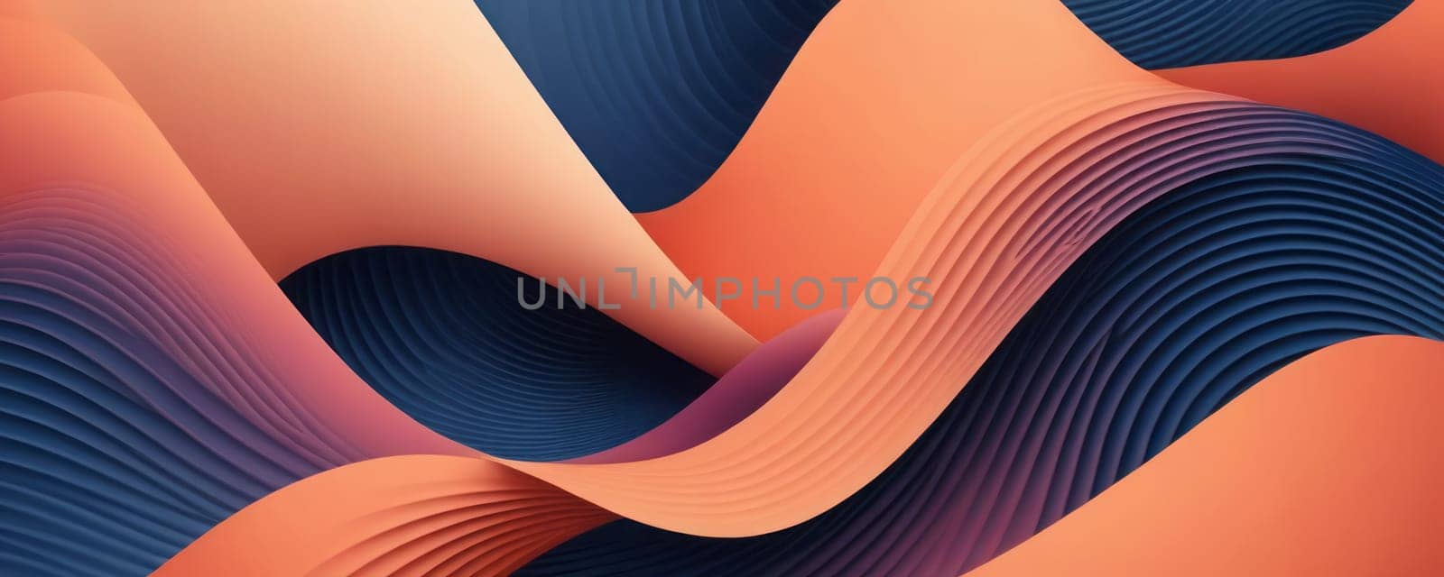 A gradient wallpaper with Helical shapes using navy and salmon gradient colors. Generative AI.
