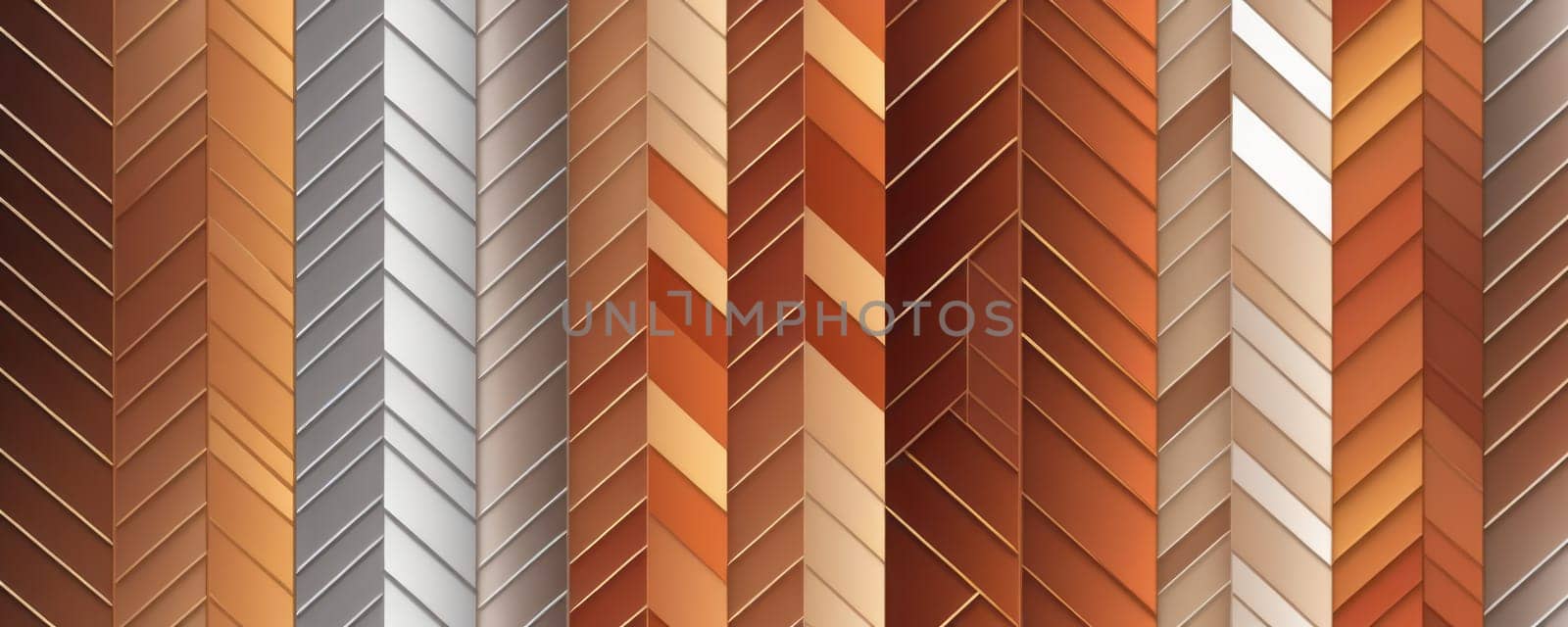 A gradient wallpaper with Zigzag shapes using silver and sienna gradient colors. Generative AI.