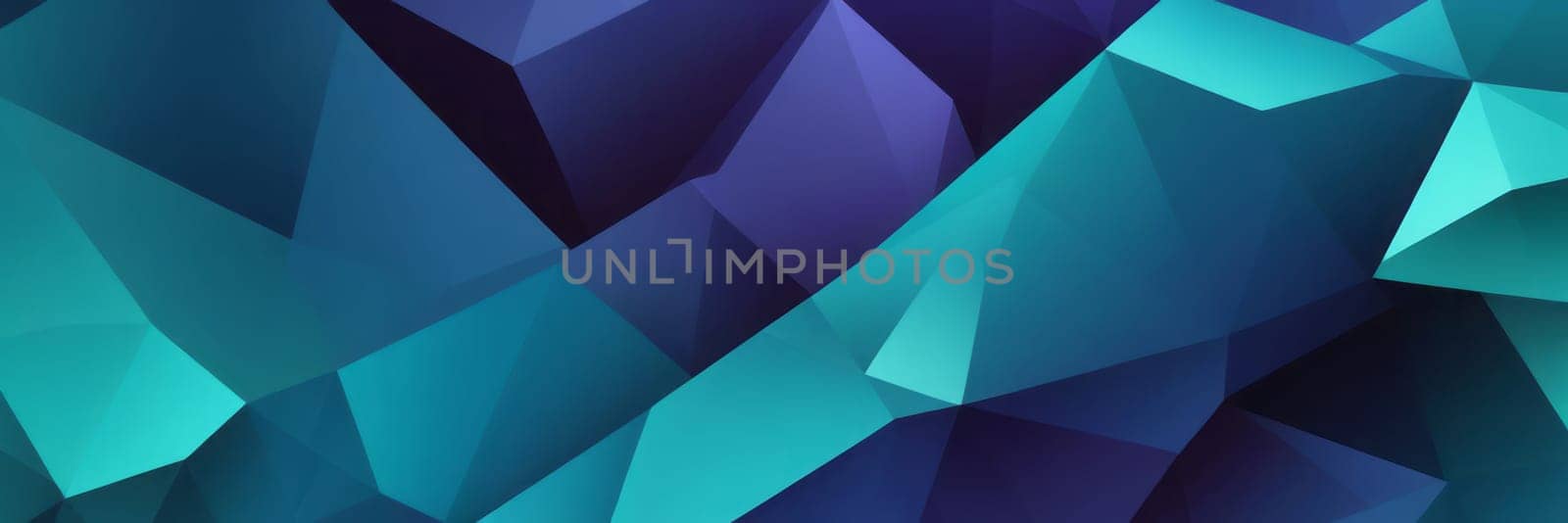 A gradient wallpaper with Crystalline shapes using teal and dark blue gradient colors. Generative AI.