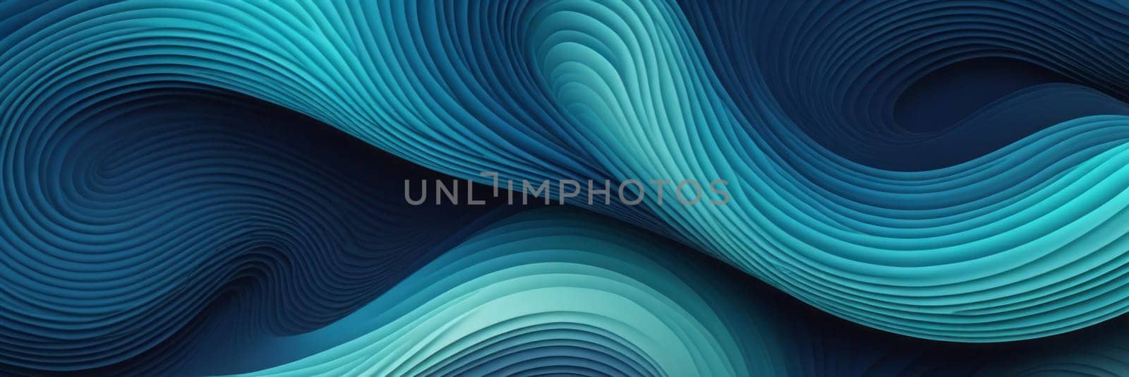 A gradient wallpaper with Swirled shapes using navy and medium aquamarine gradient colors. Generative AI.