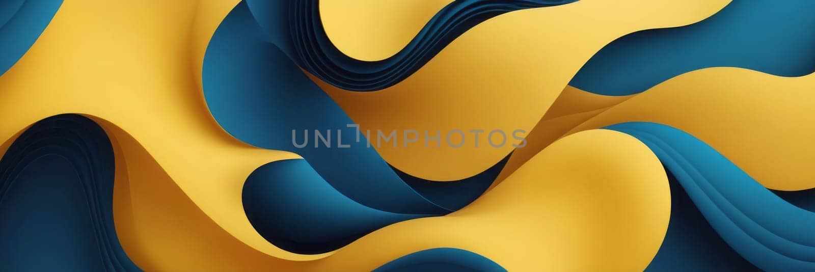 A gradient wallpaper with Organic shapes using yellow and cadet blue gradient colors. Generative AI.
